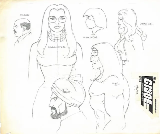 Baroness, Cover Girl & General Flagg Model Cel by Russ Heath (1983)