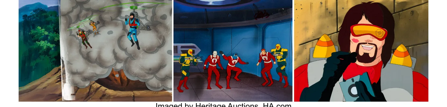 Cobra Commander Production Cels, Master Backgrounds, and Animation Drawing