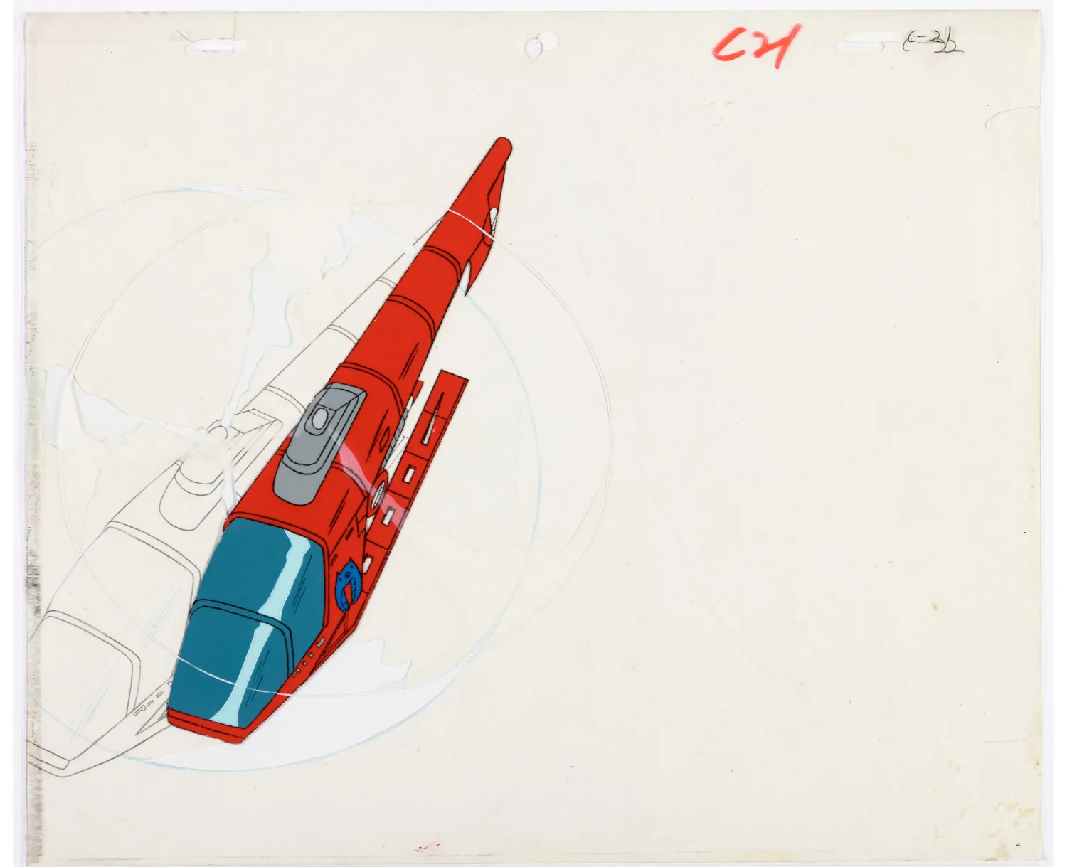 Cobra Crimson Command Helicopter Production Cel and Animation Drawing
