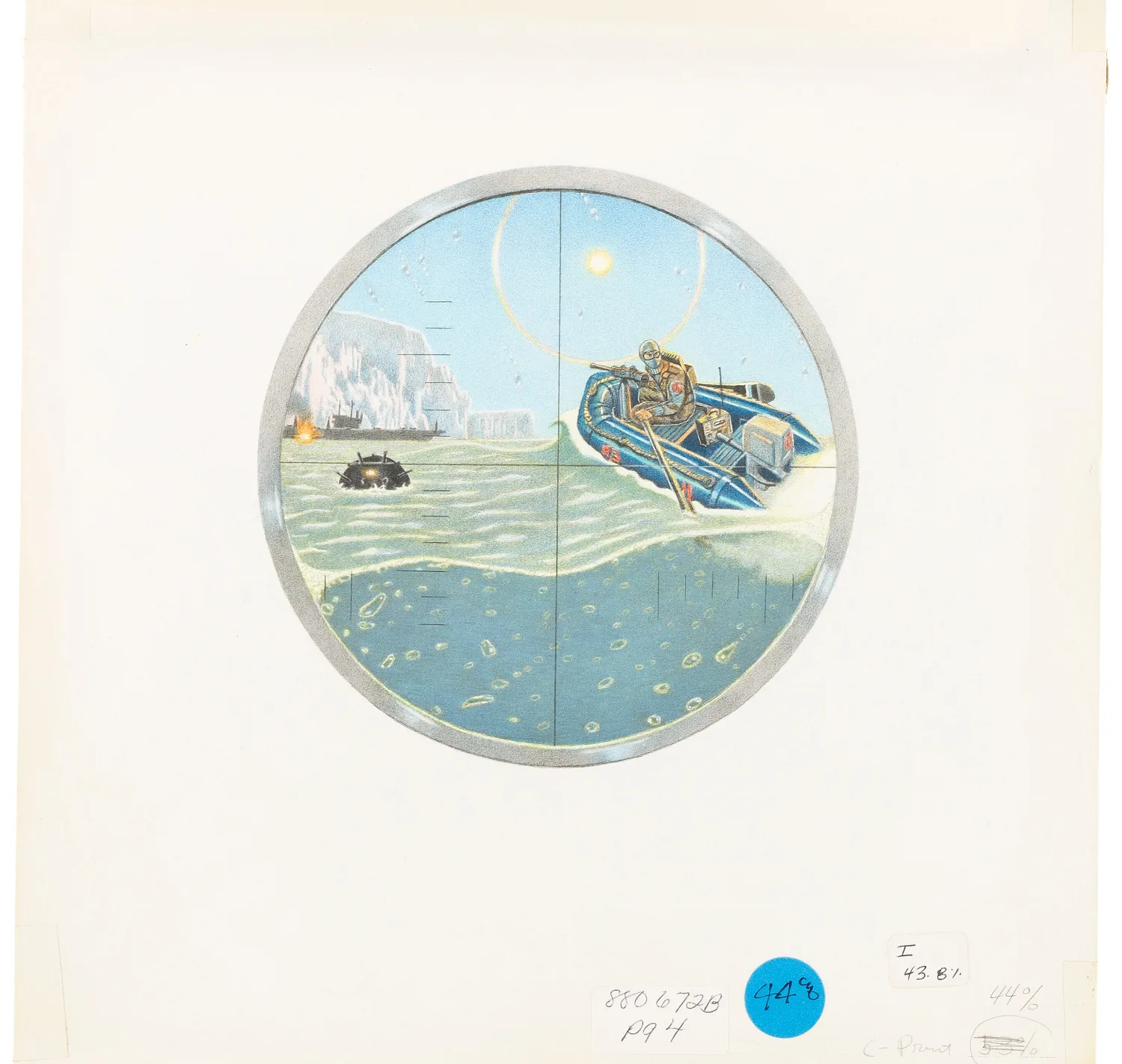 Lot 98364: Operation: Deep Six insert original cover art (1988). Photo: Heritage Auctions