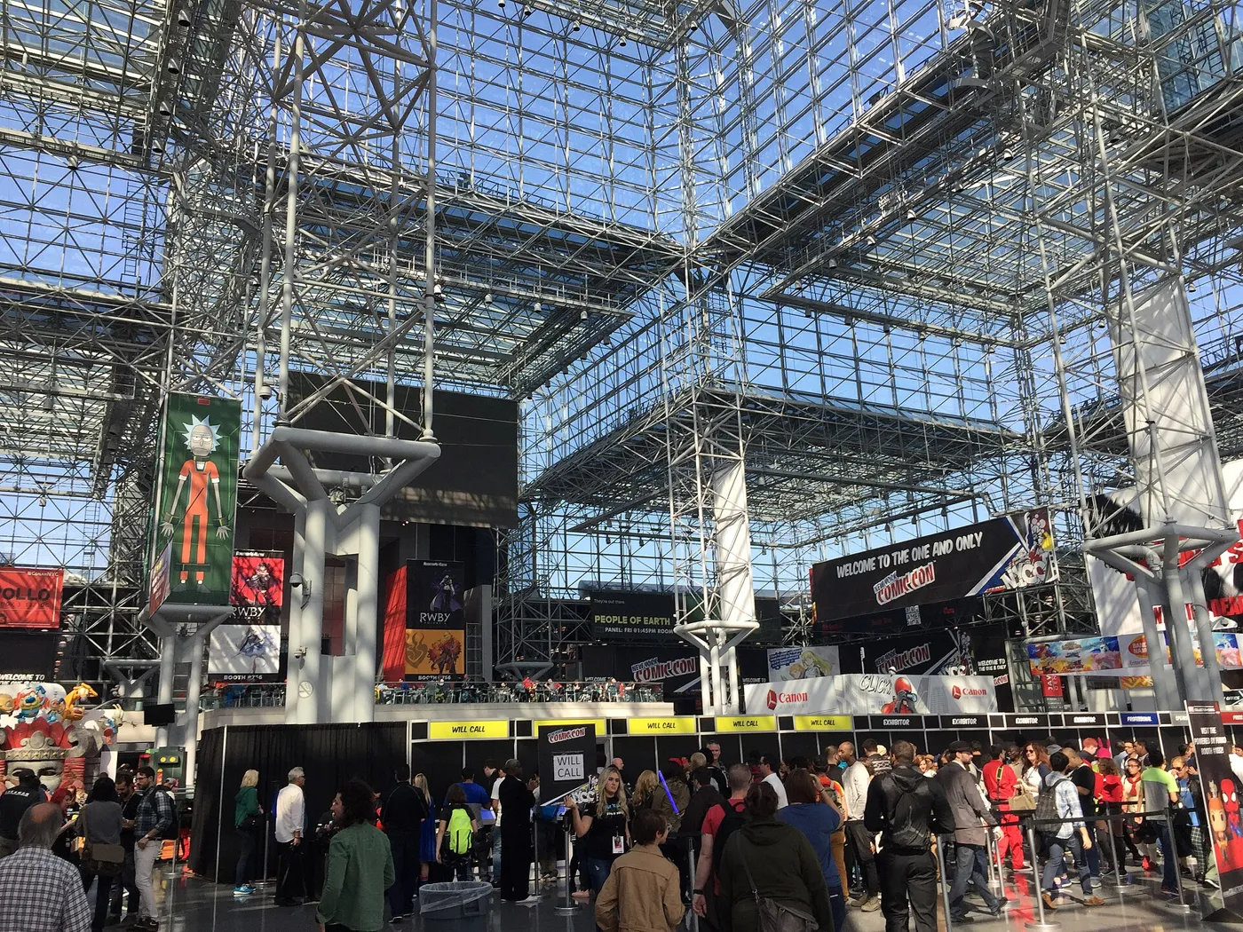The New York Comic Con 2016 show floor entrance under the steel roof of the Javits Center