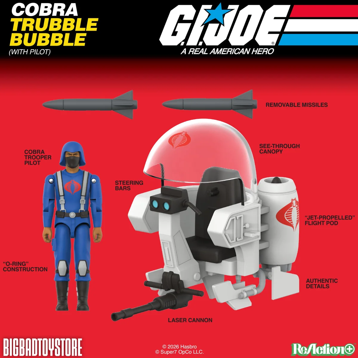 G.I. Joe ReAction+ Cobra Trubble Bubble SDCC 2026 BBTS Exclusive Vehicle with Figure